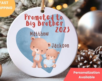 Personalized Big Brother Ornament Sibling Brother Boy Ornament, Baby's First Christmas Baby Keepsake Baby Name New Baby Gift First Christmas