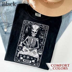 Tarot Card Nurse Shirt Comfort Colors Nurse Skeleton Halloween Shirt Skeleton Tarot Card Gift for Nurse Tarot Card Shirt Spooky Nurse Shirt