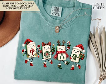 Xmas Doodle Characters Comfort Colors Mahjong Game Night Shirt Funny Mahjong Shirts Mahjong Player Mah-Jongg Game Graphic Tee Mah Jong