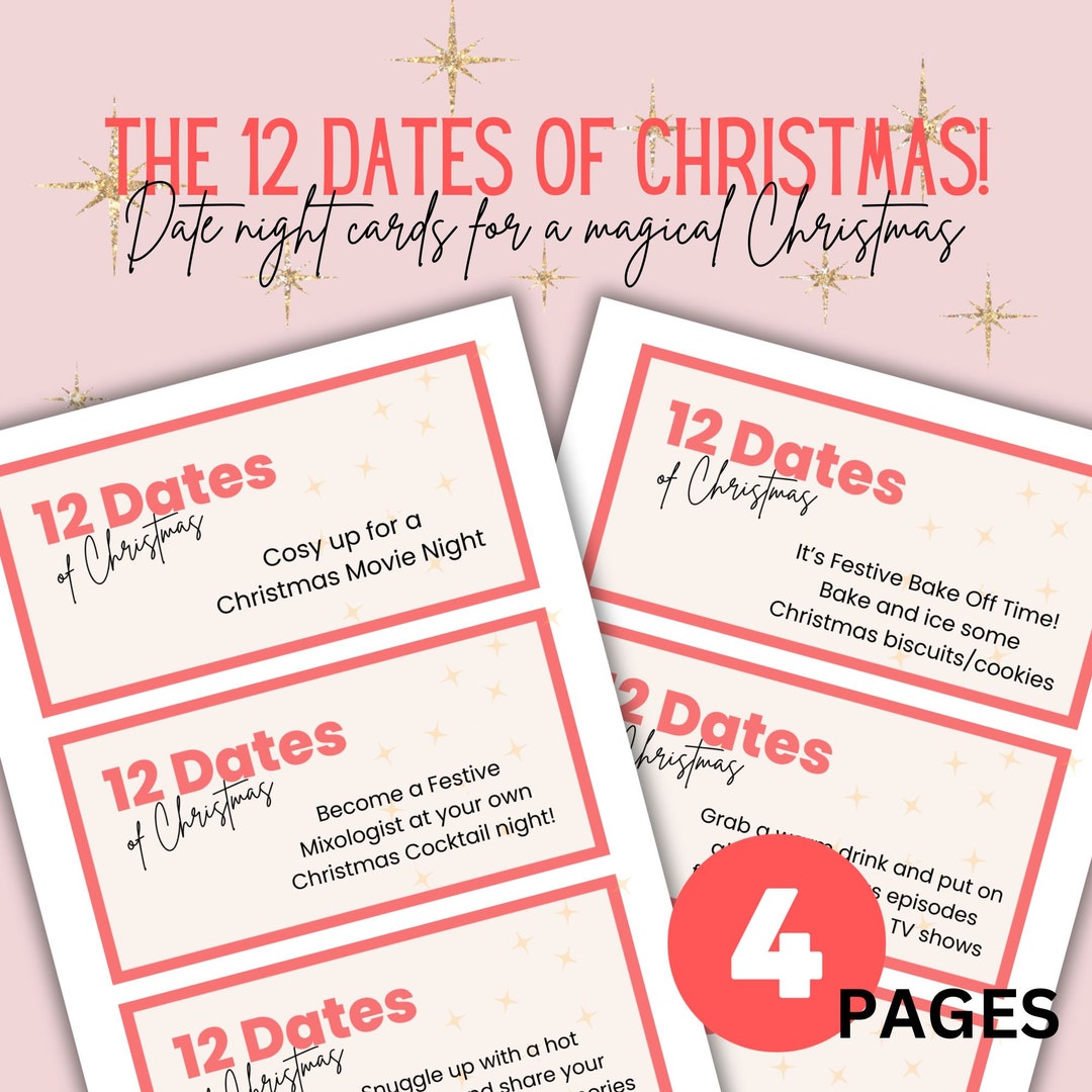 The 12 Dates of Christmas Date Night Cards Date Night Printable Date