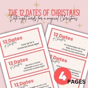 Las 12 fechas de las tarjetas de citas nocturnas de Navidad - Citas nocturnas imprimibles - Citas nocturnas en - Citas nocturnas en casa - Tarro de citas nocturnas - Ideas para citas nocturnas