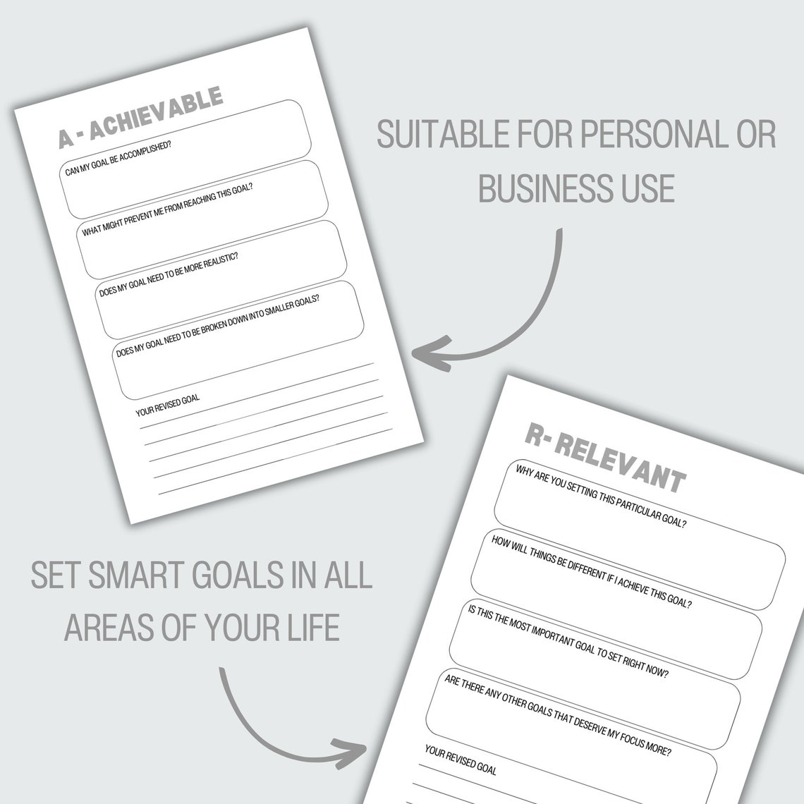 SMART Goals Worksheet PDF SMART Goals Template Smart Goal Setting Sheet ...