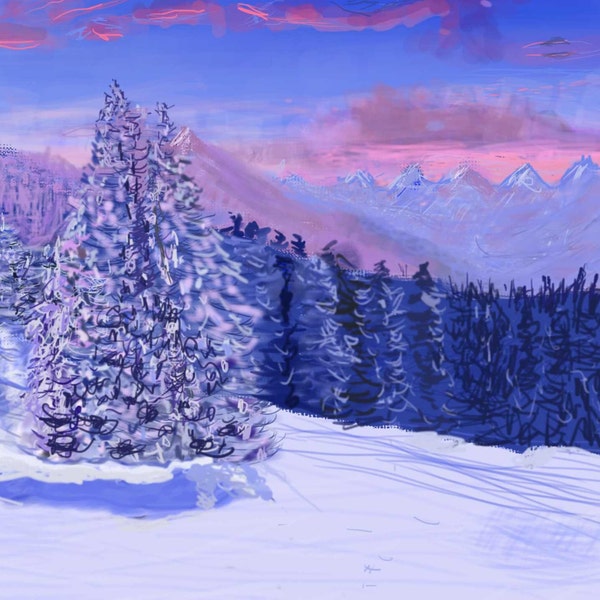 The Winterscape Series. Fine Art Giclee prints on canvas, multiple images available, swipe right and left.  Hand painted images, NO AI.