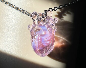 Handmade glass heart, glass heart pendant, heart necklace, glass art, mother's day gift