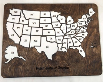 USA Map Laser Cut File, US States Puzzle SVG for Glowforge, Wooden ...