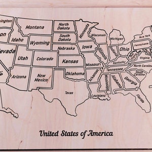 USA Holzpuzzle Landkarte: Laser geschnittene digitale Datei für DIY Holzpuzzle Digitaler Download SVG DXF Ai eps pdf plt Vektordatei Laser geschnitten