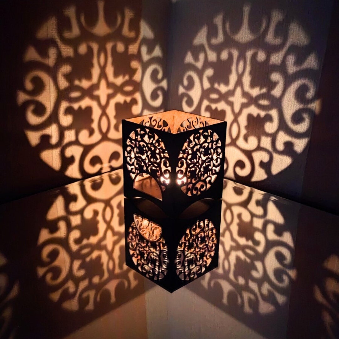 Mandala Wooden Candle Holder Template Lantern Digital Etsy