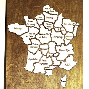 Svg France map laser cutting file, French map puzzle, Glowforge Carte de France, Paris France file instant download dxf pdf, Europe country