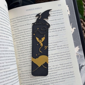 Dragon Bookmark – Black & Gold Fantasy Bookmark | Bookish Gift | Mythical Creature Accessory | Reader Gift | Elegant Book Decor