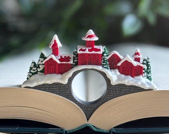 Sujetalibros de Pueblo Invernal – Accesorio navideño impreso en 3D – Un acogedor regalo de lectura para los amantes de la lectura