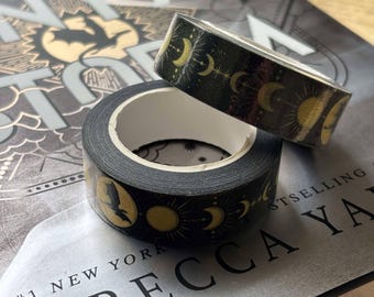 Bookish Washi Tape - Onyx Storm Inspired, Aesthetic Journal Washi, Fantasy Washi, Handmade, Decorative Tape for Scrapbooking & Crafts