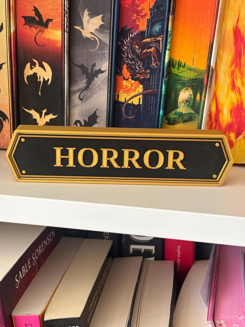 Horror Bookshelf Sign | Horror Book Decor | Gothic Shelf Sign | Horror ...
