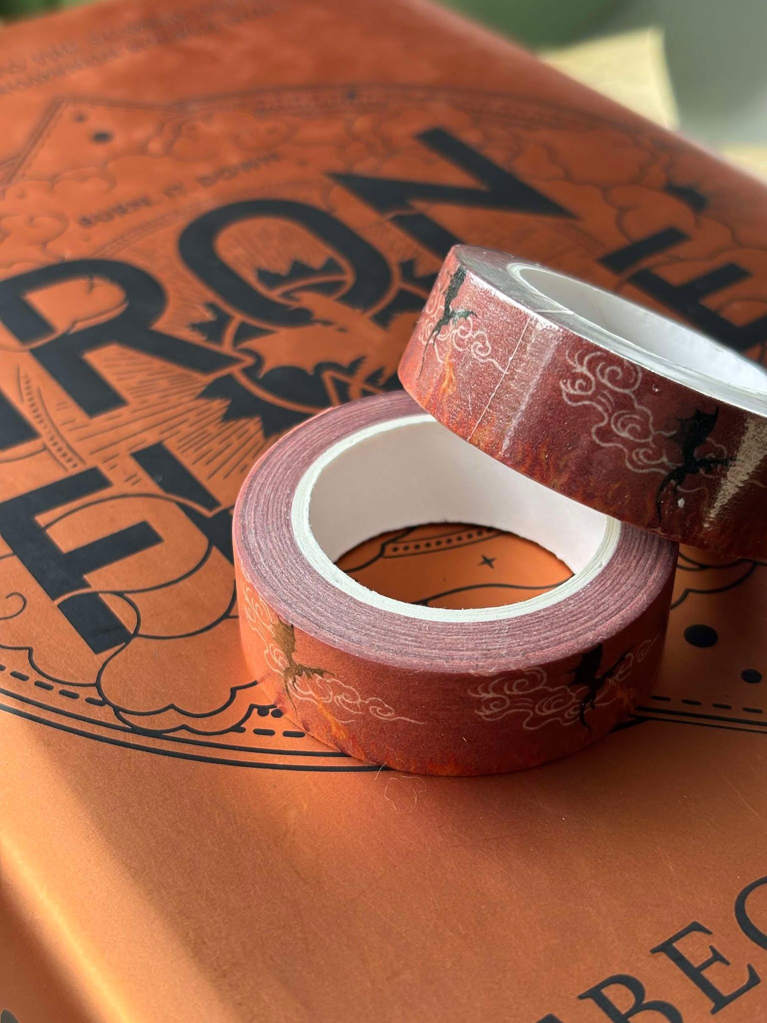 Bookish Washi Tape - Iron Flame Inspired, Aesthetic Journal Washi, Fantasy Washi, Handmade, Decorative Tape for Scrapbooking & Crafts