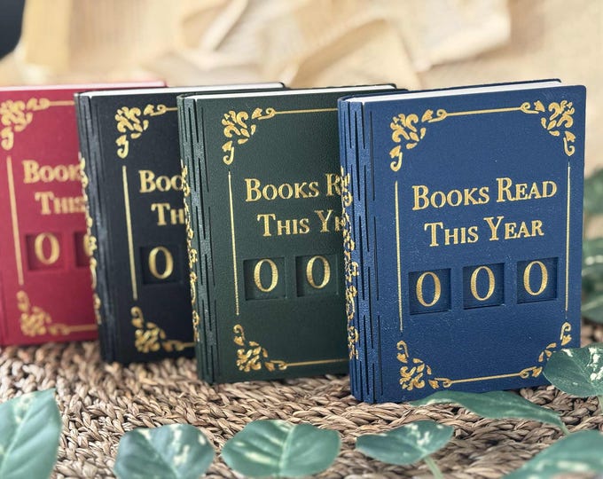 Books Read This Year Tracker – Book Shaped Reading Journal Display with Number Blocks – Book Lover Gift Reading Nook Decor, Bibliophile Gift