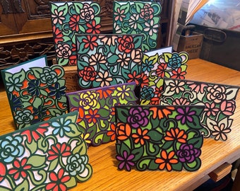 Floral notecard trio