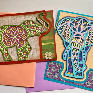 Paire de cartes mandala éléphant