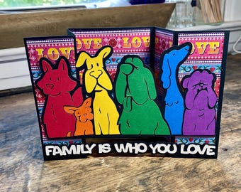 Mother’s Father’s Day card- dogs pop-up, handmade non-binary