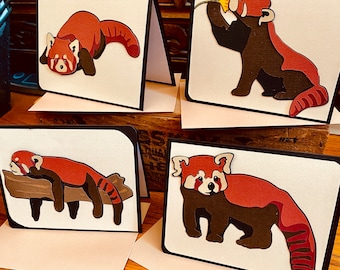 Red panda handmade notecards