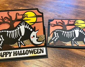 Halloween rhino card handmade, pop-up