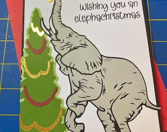 Elephantastic Christmas card- dimensional and handmade