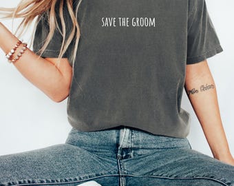 Save the Groom Funny Bachelor Party Shirt for Groomsmen Wedding Celebration Drinking Humor Gift
