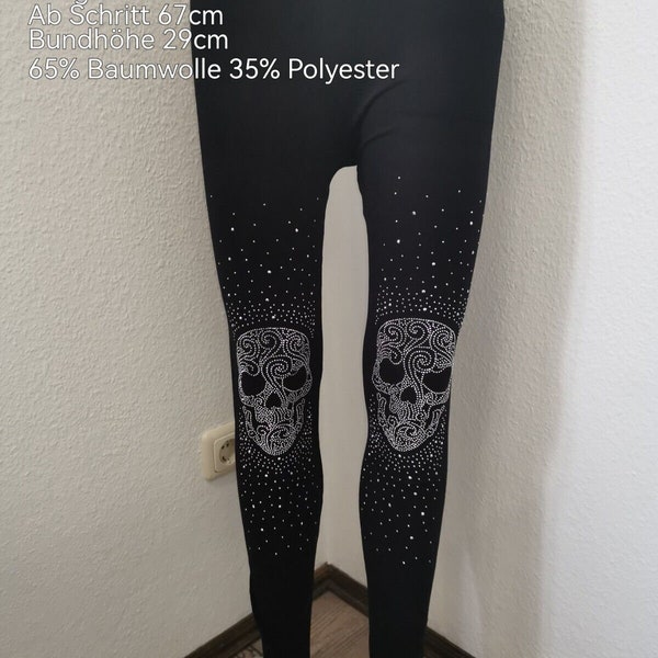 Totenkopf Glitzer Leggins / Strumpfhose 36 -48 tragbar