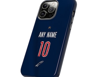 PSG Style Custom Name Phone Case | Personalized Football Jersey Case iPhone, Samsung Cover
