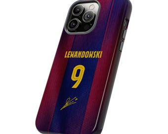 Lewandowski #9 Jersey Phone Case | Barcelona Style Football Case iPhone, Samsung Cover