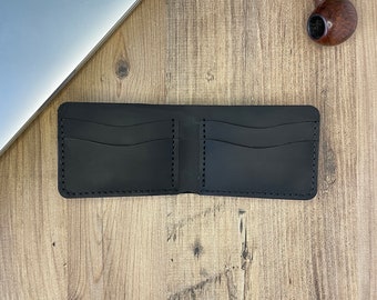 CLASSİC LEATHER WALLET - Black -  Personalized Custom Corporate Gifts  - Minimalist Bifold Wallet