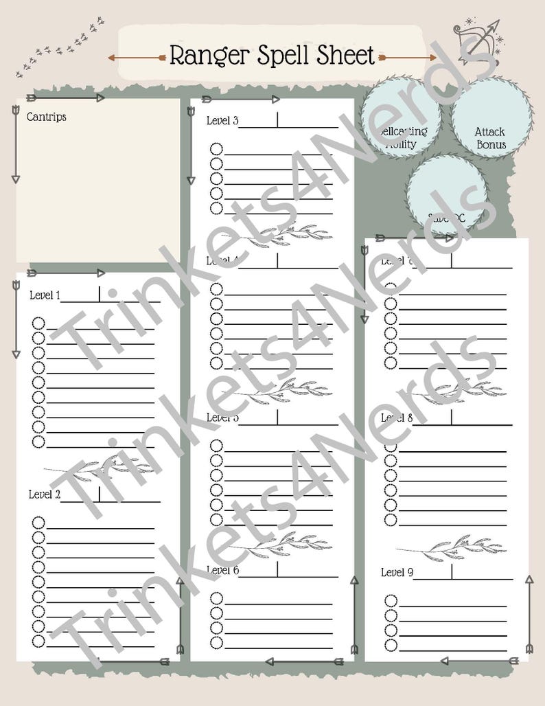 D&D 5e Ranger Character Sheet Printable (PDF) - Etsy Canada