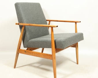 Vintage armchair Scandinavian Design Graphite wool Upholstery Lounge Chair
