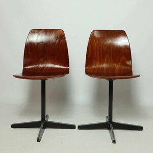 Vintage children&#39;s desk chair, playwood and metal, oryginal condition