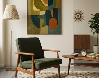 Mid-century loungestoel van M. Zieliński, Polen 1960, olijfgroene wol