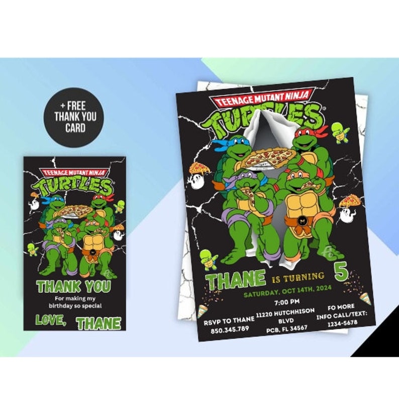 Teenage Mutant Ninja Turtle Birthday Invitation Editable &amp; Printable ...