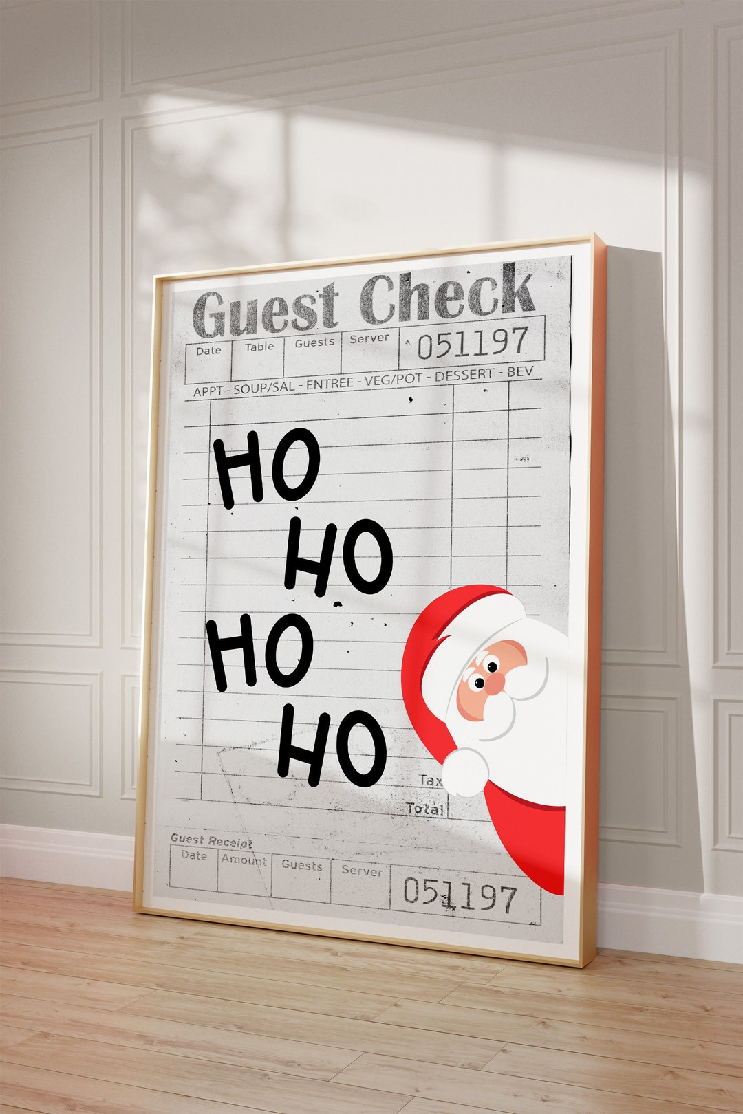Guest Check Print, Christmas Print, Trendy Wall Art, Guest Check Poster, Retro Wall Art, Trendy