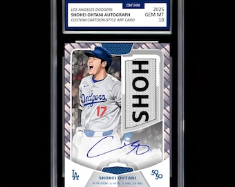 Shohei Ohtani 2025 #17 Los Angeles Dodgers Facsimile Autograph Custom Cartoon Style Art Card - Graded GEM-MINT 10