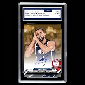 Steph Curry 2025 #4 USA Olympia Team Faksimile Autogramm Kundenspezifische Kunstkarikatur-Kunstkarte - Graded GEM-MINT 10