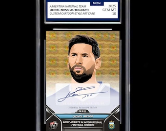 Lionel Messi 2025 Argentina Facsímile Auto Cartoon Art Card - GRADED GEM MINT 10