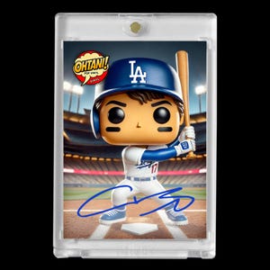Shohei Ohtani 2025 #17 Los Angeles Dodgers Facsimile Autogramm Pop Vinyl Cartoon Art Kunstkarte!