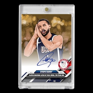 Steph Curry 2025 #4 USA Olympia Mannschaft Faksimile Autogramm Kunstkarte im Cartoon-Stil!