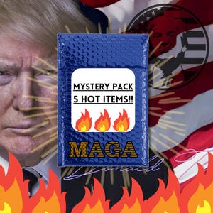 Pacote Mistério Donald Trump - 5 Itens Aleatórios MAGA do Presidente Donald J. Trump! - Leia a Descrição