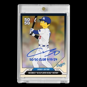 Shohei Ohtani #17 2024 Los Angeles Dodgers 50/50 Club Faksimile Autogramm Karte!