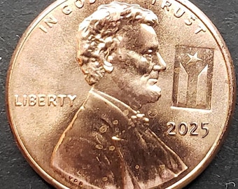 2025 Puerto Rico Coin Counterstamp Lincoln Cent Boricua PR Flag Penny Moneda!