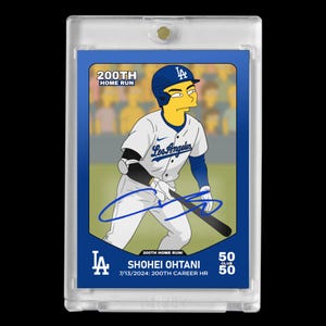 Shohei Ohtani 2025 #17 Los Angeles Dodgers 200º Home Run Fac-símile Autógrafo Cartão de Arte Personalizado Estilo Desenho Animado!