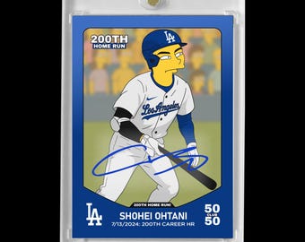 Shohei Ohtani 2025 #17 Los Angeles Dodgers 200TH Home Run Facsimile Autograph Custom Cartoon Style Art Card!