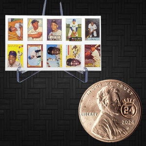 ¡Juego de tarjetas mini sin cortar Willie Mays n.° 24 y moneda Penny 2024 del novato New York Giants!