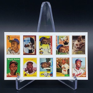 ¡Hoja de tarjetas en miniatura Hank Aaron n.° 44 del novato Atlanta Braves, nueva menta, sin cortar!