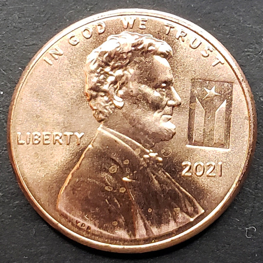 2021 Puerto Rico Coin Counterstamp Lincoln Cent Boricua PR Flag Penny ...