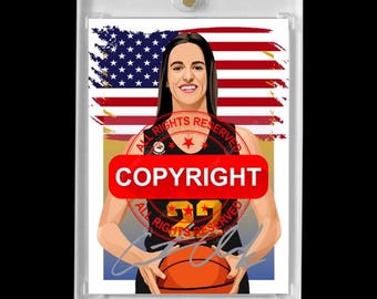 Caitlin Clark #22 2024 Women's Basketball Autograph Cartoon Art Style Mint Card