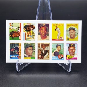 Juego de mini tarjetas Roberto Clemente n.° 21 que incluye Bob Rookie HOF - ¡Hoja de tarjetas sin cortar!